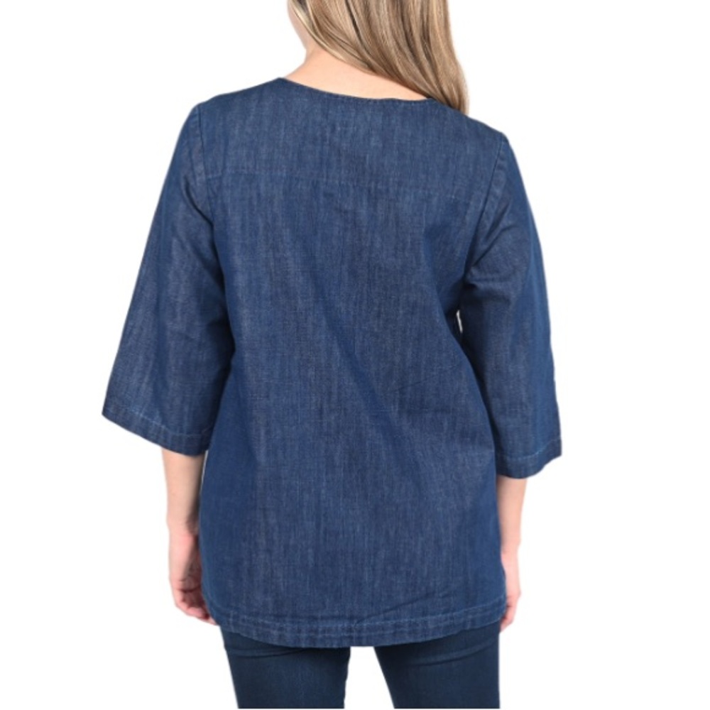 Martha Steward Women’s Zipper Denim Top Size Large NWT - Picture 2 of 7